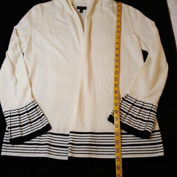 Talbots Open Front Cardigan w/ Striped Ruffle Sleeves, Size SP - Picture 3 of 8